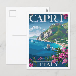 Carte Postale Capri Italie Vintage Lieu de voyage célèbre