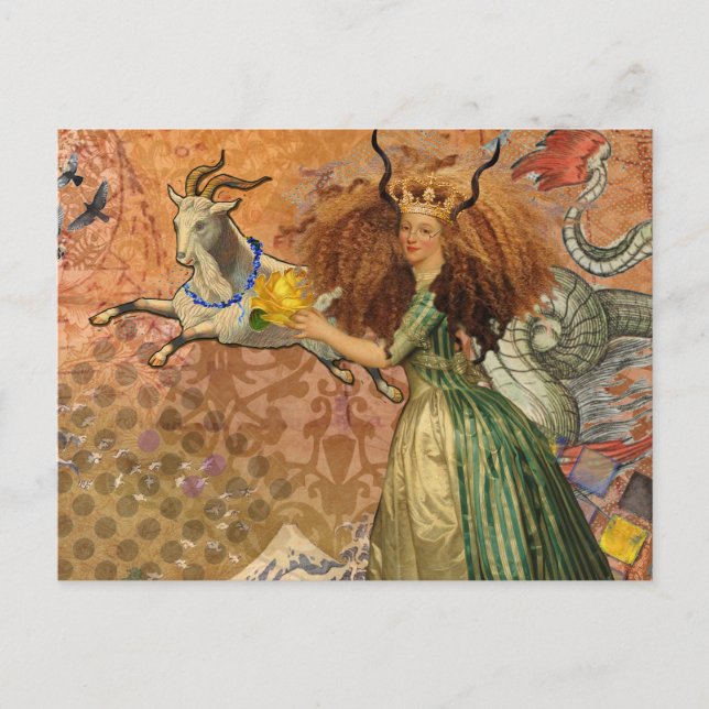 Carte Postale Capricorn Femme Chèvre Whimsical Amusant (Devant)