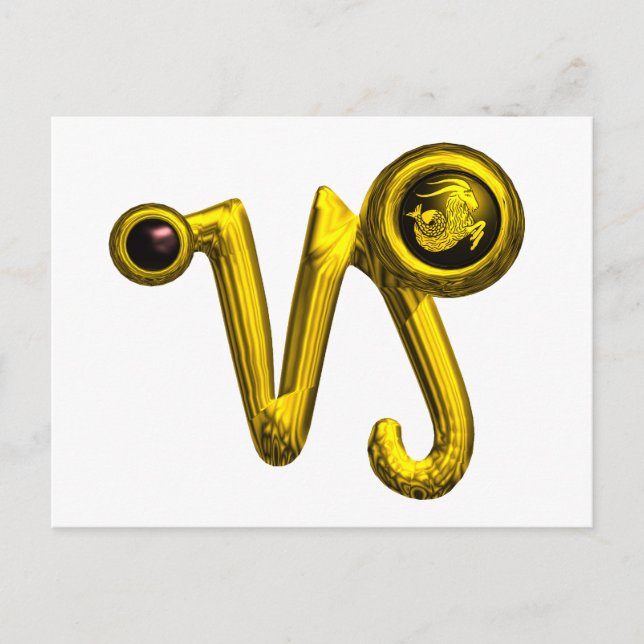 Carte Postale CAPRICORN GOLD ZODIAC BIJOU D'ANNIVERSAIRE, Onyx N (Devant)