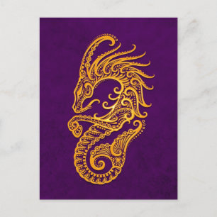 Carte Postale Capricorne jaune complexe Zodiac sur violet