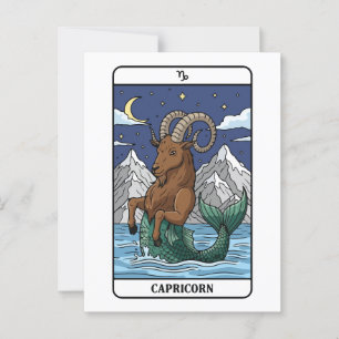 Carte Postale Capricorne Zodiac Illustration Style Tarot