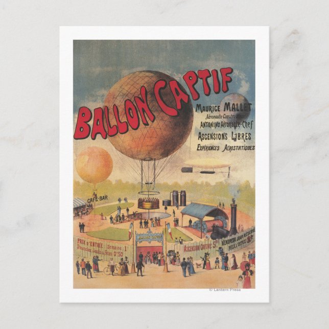 Carte Postale Captive Balloon Rides at a Exposition Poster (Devant)