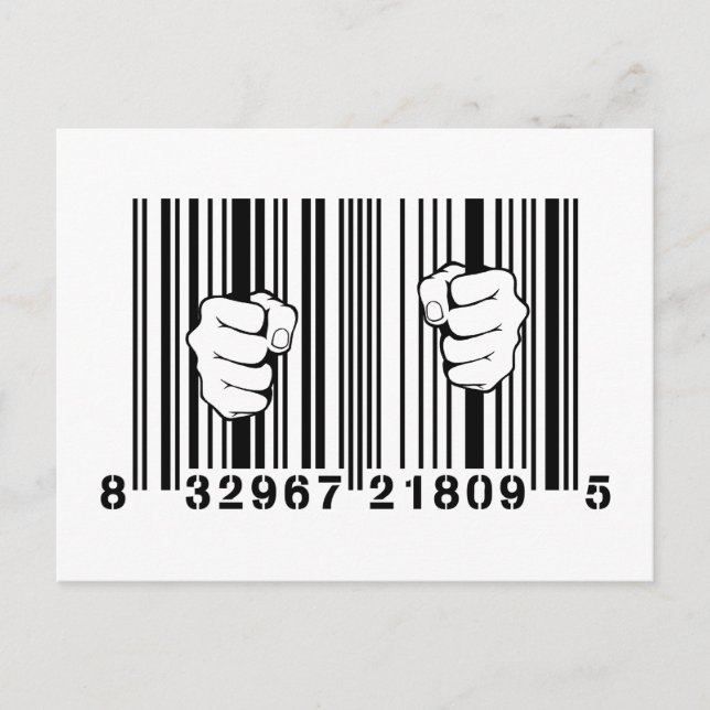 Carte Postale Captured By Consumerism UPC Barcode Prison (Devant)