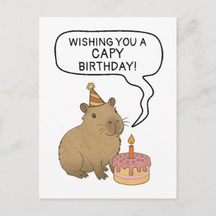 Carte Postale Capy Anniversaire Mignon Capybara Dessiné à la Mai