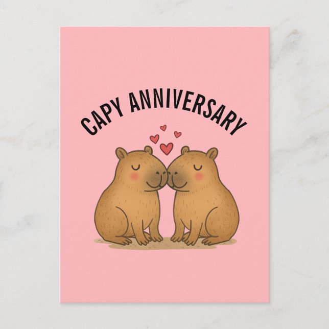 Carte Postale Capy Anniversary Valentines Cute Capybara Postcard (Devant)