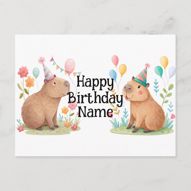 Carte Postale Capybara Anniversaire personnalisé (Devant)