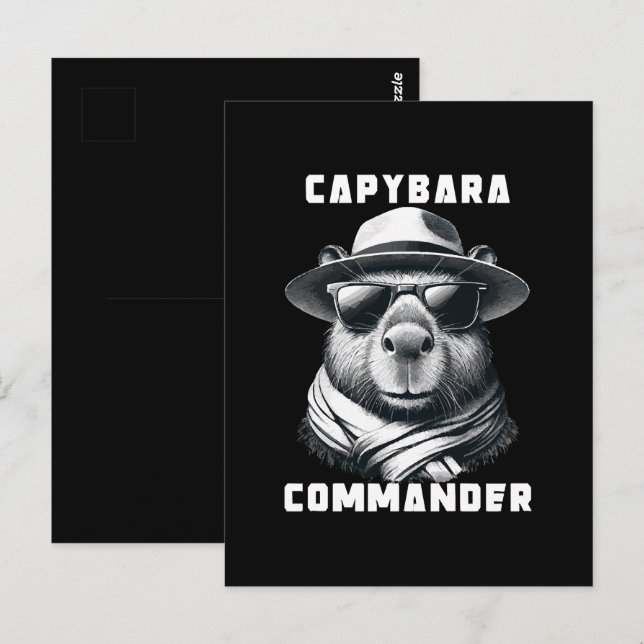 Carte Postale Capybara avec lunettes de soleil Capy Commander (Devant / Derrière)