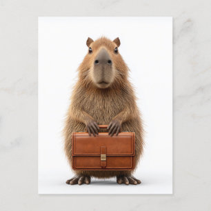 Carte Postale Capybara d'affaires avec Porte-documents
