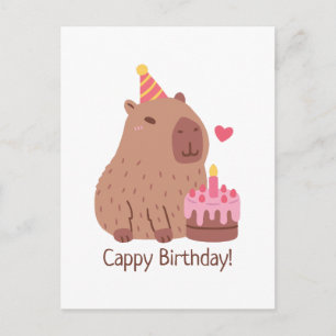 Carte Postale Capybara Mignon Et Gâteau Joyeux Anniversaire Capp