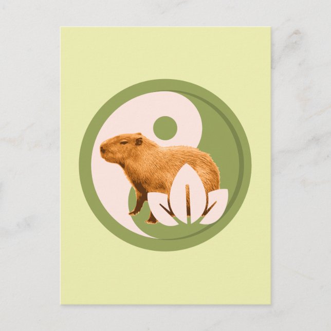 Carte Postale Capybara Zen Yin Yang Nature Paisible (Devant)