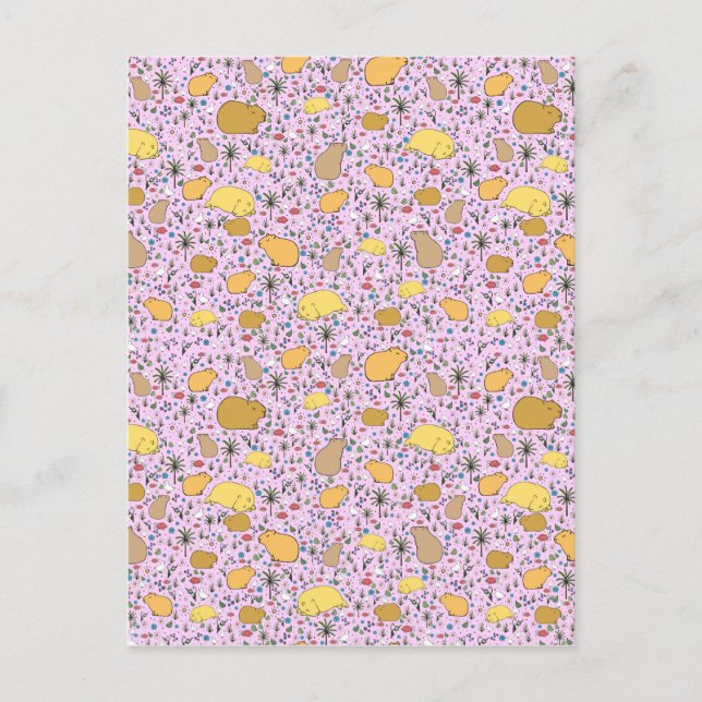 Carte Postale Capybaras en rose (Devant)