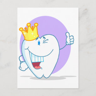 Carte Postale Caractère Cartoon Dent Souriant Avec Couronne D'Or