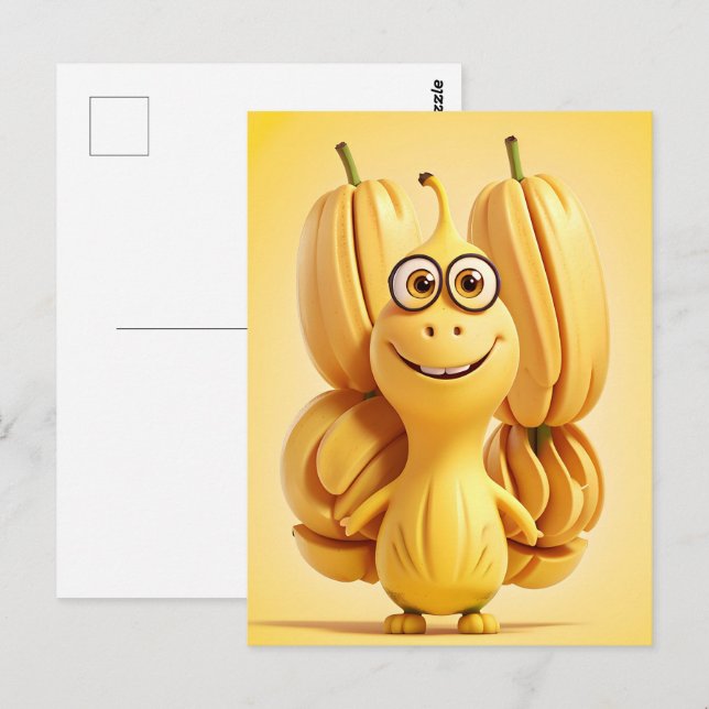 Carte Postale Caractère de banane drôle (Devant / Derrière)