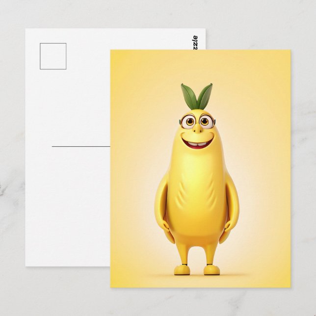 Carte Postale Caractère de banane drôle (Devant / Derrière)