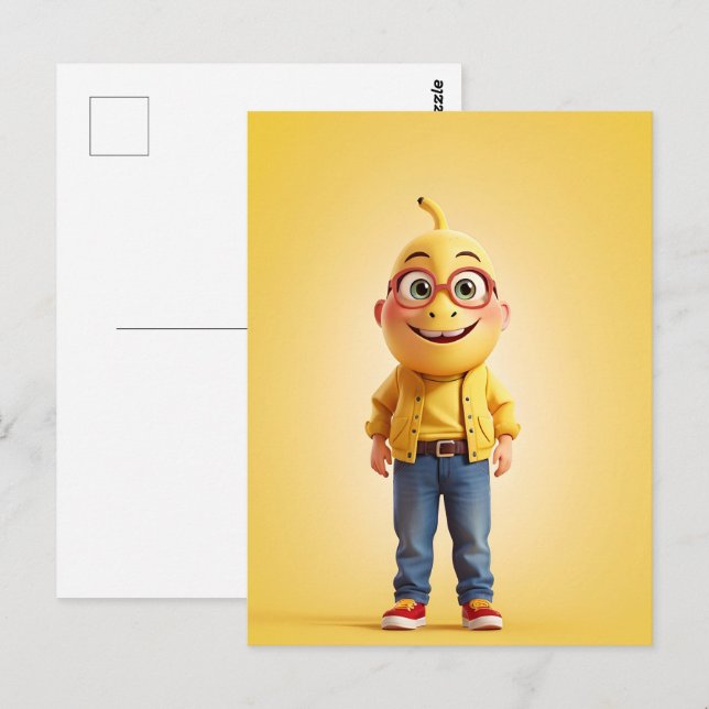 Carte Postale Caractère de banane drôle (Devant / Derrière)