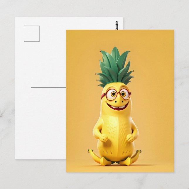 Carte Postale Caractère de banane drôle (Devant / Derrière)