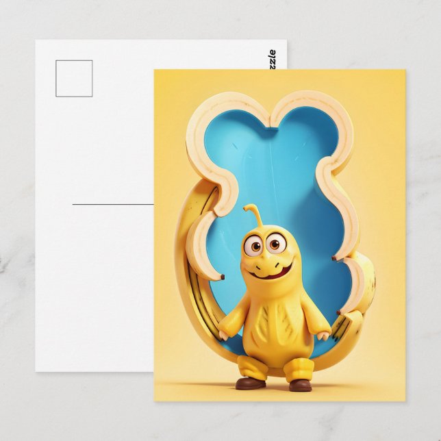 Carte Postale Caractère de banane drôle (Devant / Derrière)