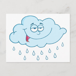 Carte Postale Caractère de dessin de mascotte de pluie nuageuse