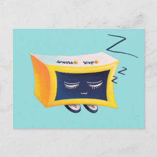 Carte Postale Caractère de l'alarme de couchage Kawaii mignon