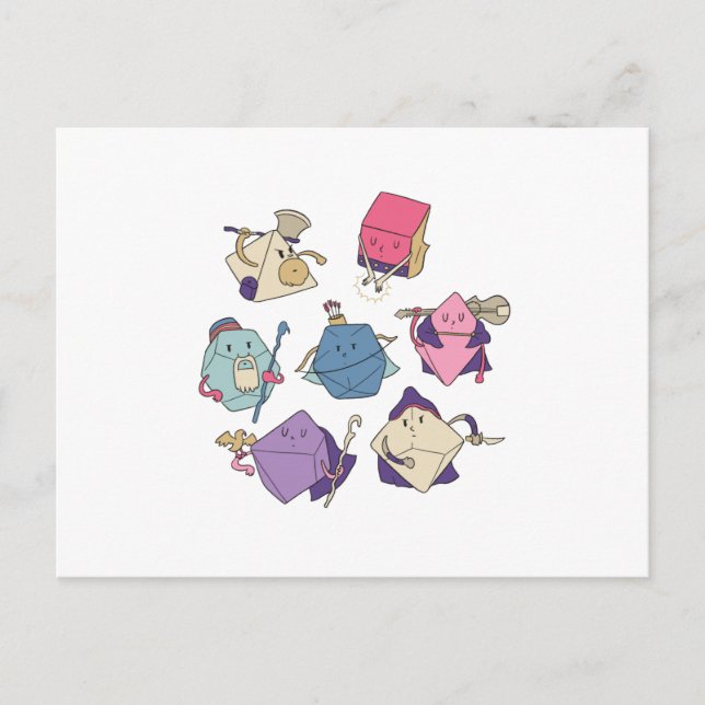 Carte Postale Caractères de dés (Devant)