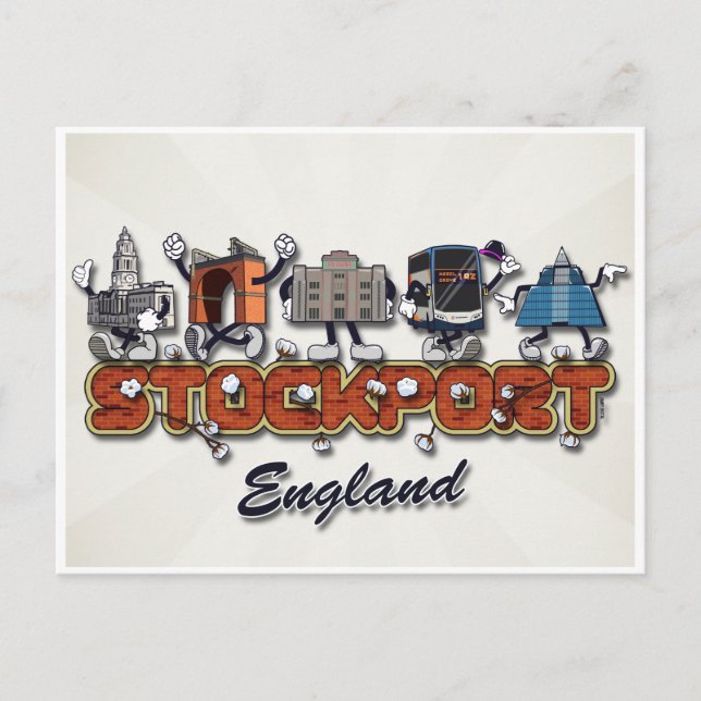 Carte Postale Caractères de dessin animé de Stockport (Devant)