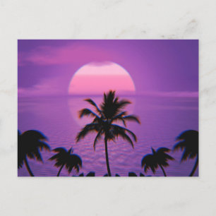 Carte Postale Caraïbes Sunset Vaporwave esthétique Rétro 80s 90s