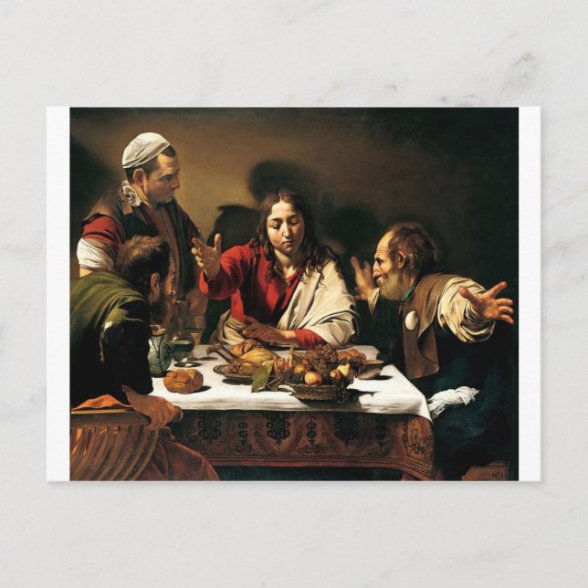 Carte Postale Caravaggio - Cène à Emmaüs - Peinture classique (Devant)