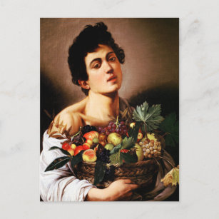 Carte Postale Caravaggio Garçon avec un panier de fruits