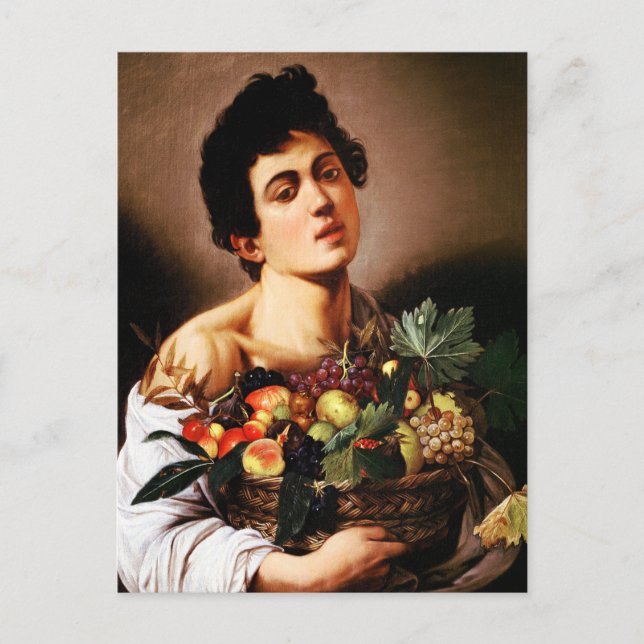 Carte Postale Caravaggio Garçon avec un panier de fruits (Devant)