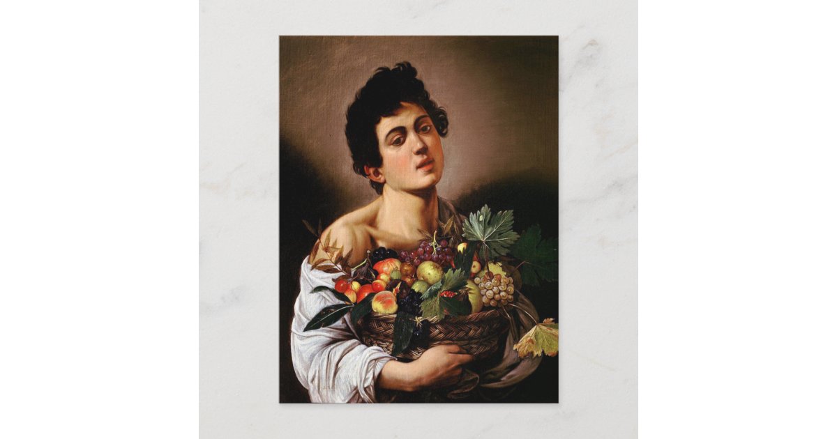 Carte Postale Caravaggio - Garçon avec une corbeille de fruits | Zazzle.fr