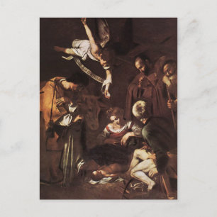 Carte Postale Caravaggio -Nativité avec St Francis et St Lawrenc