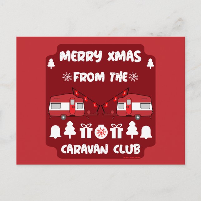 Carte Postale Caravan Joyeux Camping de Noël (Devant)