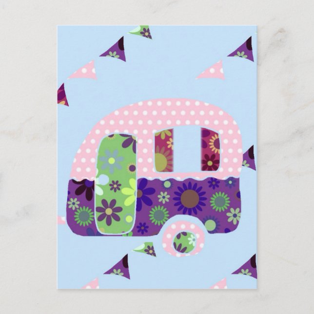 Carte Postale Caravane vintage de camper rétro shabbychic (Devant)