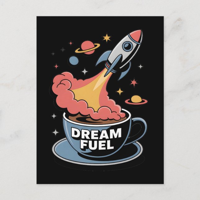 Carte Postale Carburant de rêve Graphique : Fusée décollant du c (Devant)