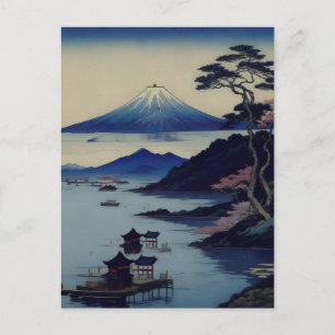 Carte Postale Card - Lake, Pine and Mountain - Japan