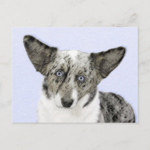 Carte Postale Cardigan Welsh Corgi Peinture - Art Chien original