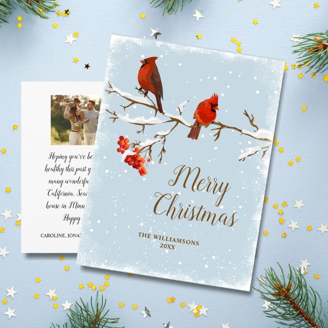 Carte Postale Cardinal Bird Joyeux Noël Famille Photo Voiture po (Créateur téléchargé)