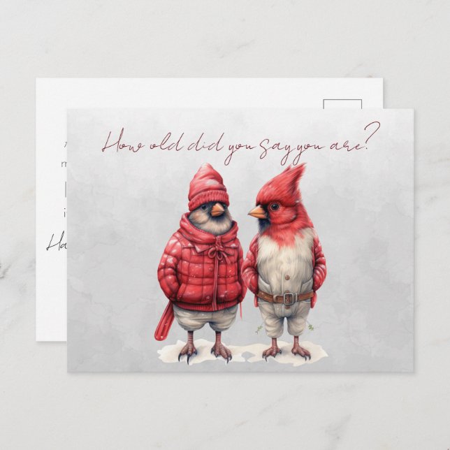 Carte Postale Cardinal Birthday Card Quel Âge Avez-Vous Dit Être (Devant / Derrière)