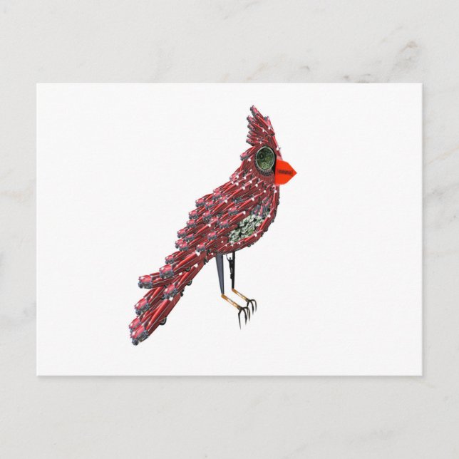 Carte Postale Cardinal Cadillac Oiseau Science Fiction Steampunk (Devant)
