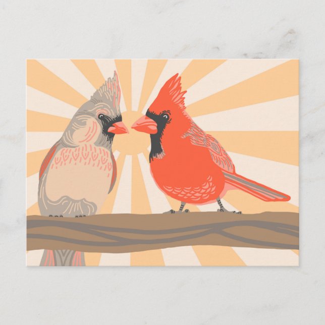 Carte postale Cardinal Couple Digital Illustration (Devant)