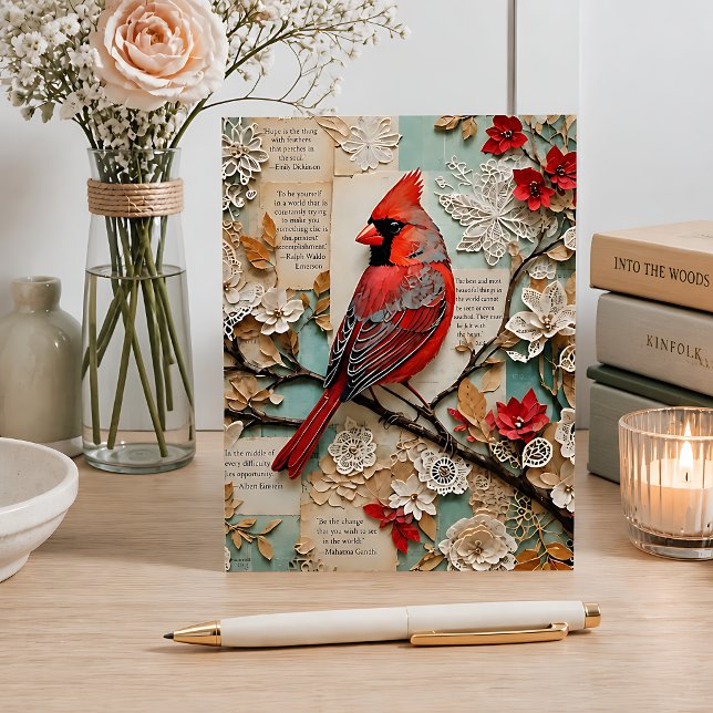 Carte Postale Cardinal Mixed Media (Créateur téléchargé)