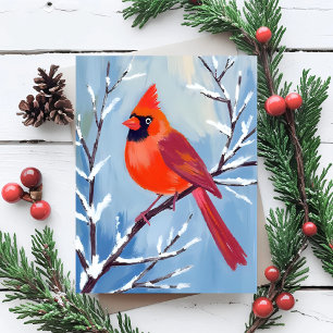 Carte Postale Cardinal Rouge   Fêtes Aquarelle Hiver