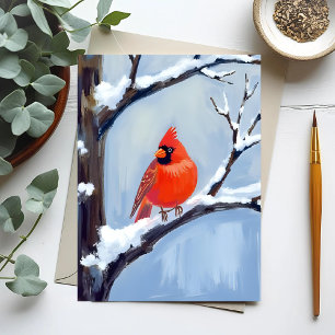 Carte Postale Cardinal rouge   Peinture à l'aquarelle des vacanc