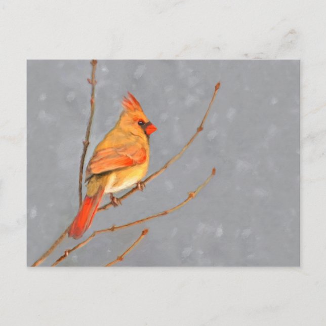 Carte Postale Cardinal sur la peinture de branche - Art original (Devant)