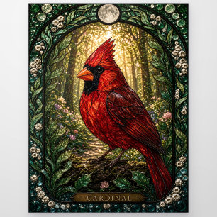 Carte Postale Cardinal, vitrail Garden Bloom