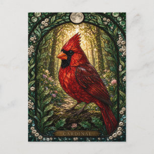 Carte Postale Cardinal, vitrail Garden Bloom