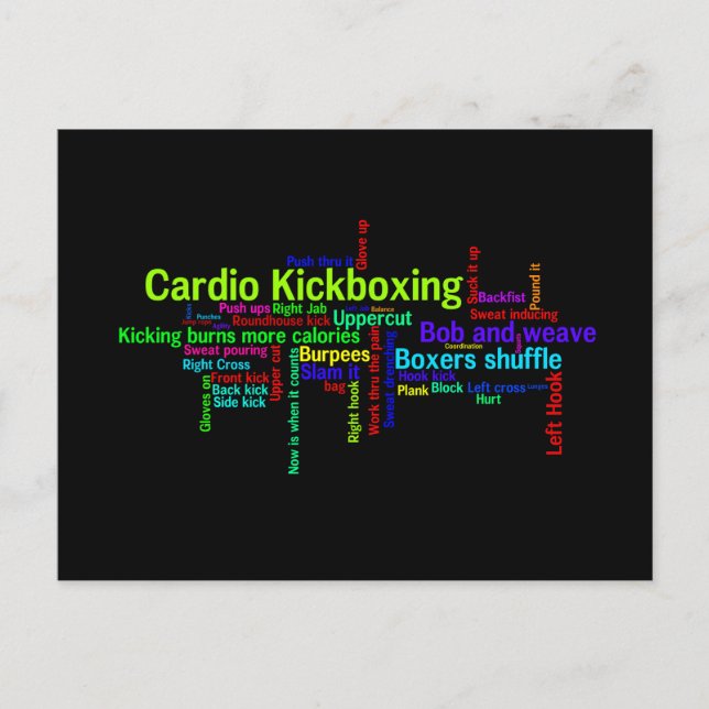 Carte Postale Cardio Kickboxing Word Cloud (Devant)