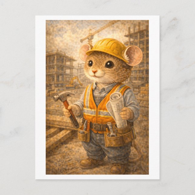 Carte Postale Career Mouse as Construction Worker (Devant)