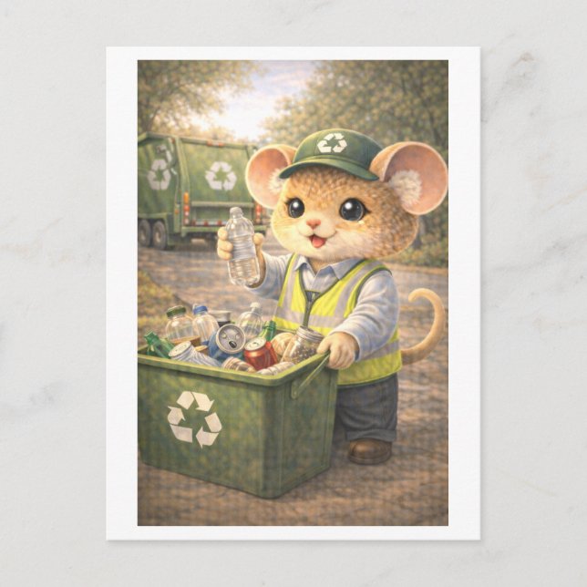 Carte Postale Career Mouse as Recycling Collector (Devant)