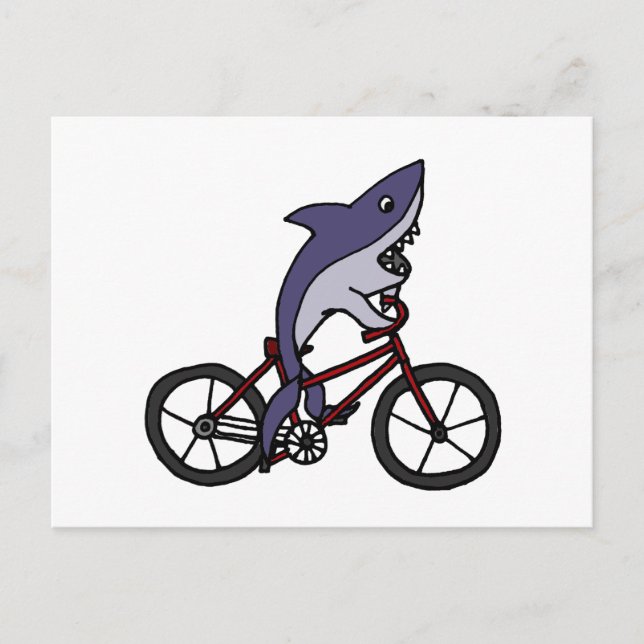 Carte Postale Caricature à vélo pour requin soyeux (Devant)